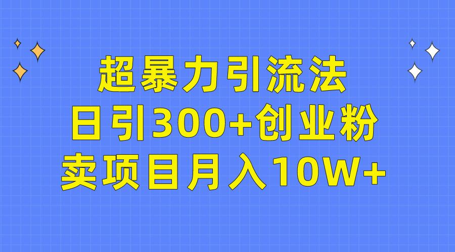 (9954期)超暴力引流法，日引300+创业粉，卖项目月入10W+-87创业网