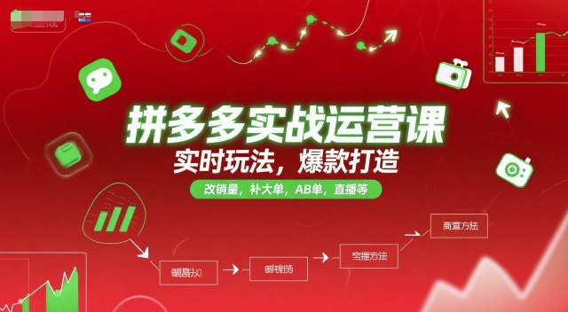 拼多多实战运营课，实时玩法，爆款打造，改销量，补大单，AB单，直播等(更新2025月)-87创业网