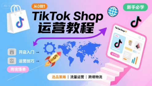 TikTok Shop从0到1运营教程，TikTok跨境电商新手必学课程-87创业网