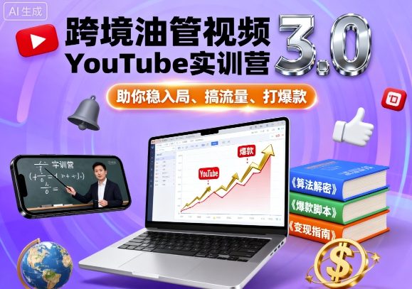 跨境油管视频YouTube实训营3.0，助你稳入局、搞流量、打爆款-87创业网