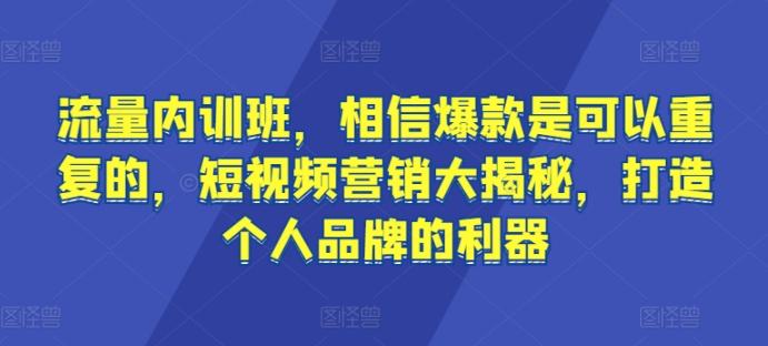 流量内训班，相信爆款是可以重复的，短视频营销大揭秘，打造个人品牌的利器-87创业网