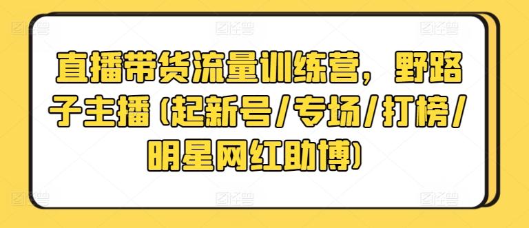 直播带货流量训练营，野路子主播(起新号/专场/打榜/明星网红助博)-87创业网