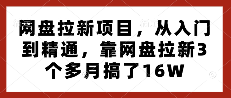 网盘拉新项目，从入门到精通，靠网盘拉新3个多月搞了16W-87创业网