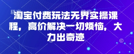 淘宝付费玩法无界实操课程，高价解决一切烦恼，大力出奇迹-87创业网