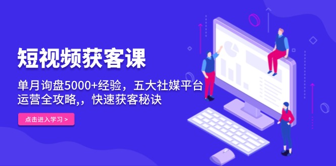 短视频获客课，单月询盘5000+经验，五大社媒平台运营全攻略,，快速获客…-87创业网