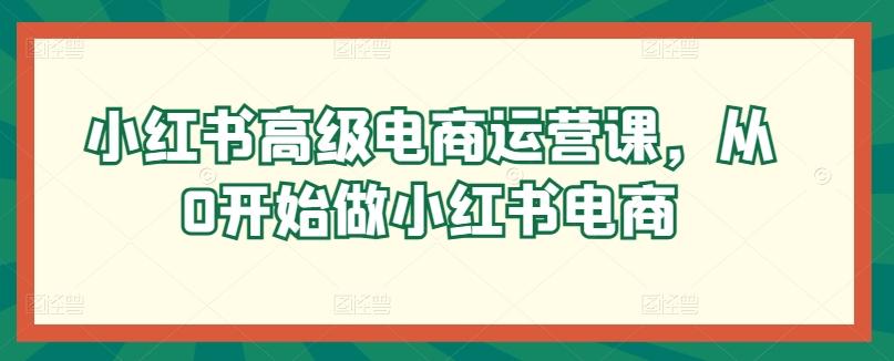 小红书高级电商运营课，从0开始做小红书电商-87创业网