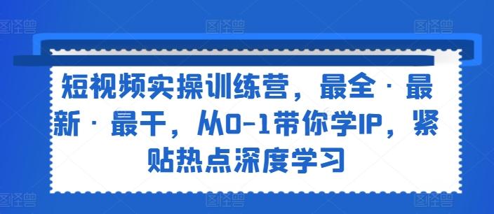 短视频实操训练营，最全·最新·最干，从0-1带你学IP，紧贴热点深度学习-87创业网