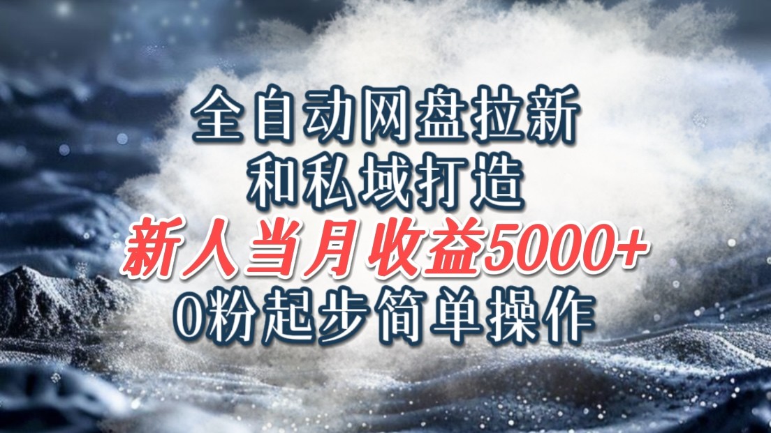 全自动网盘拉新和私域打造，0粉起步简单操作，新人入门当月收益5000以上-87创业网