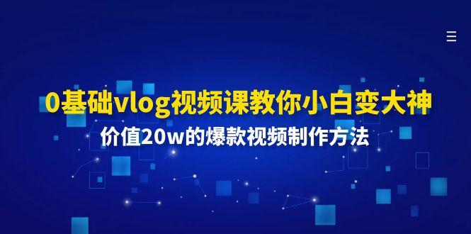 0基础vlog视频课教你小白变大神：价值20w的爆款视频制作方法-87创业网