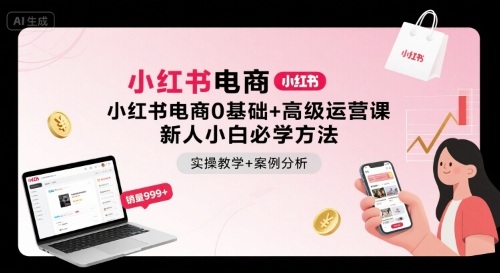 小红书电商0基础+高级运营课，新人小白必学方法，实操教学+案例分析-87创业网