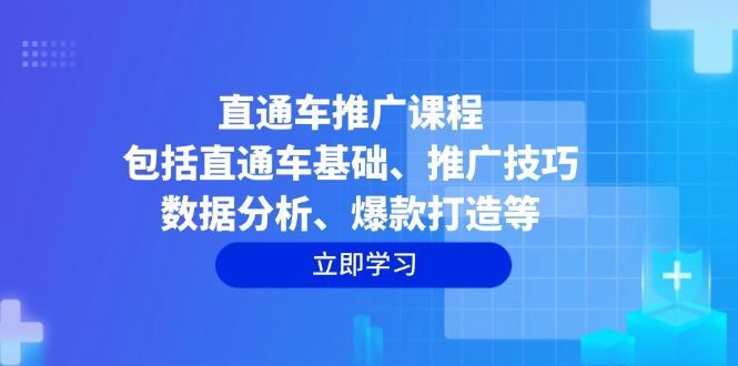 直通车推广课程：包括直通车基础、推广技巧、数据分析、爆款打造等-87创业网