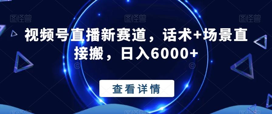 视频号直播新赛道，话术+场景直接搬，日入6000+-87创业网