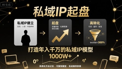 私域IP起盘，私域ip建立、起盘、高转化，打造年入千万的私域ip模型-87创业网