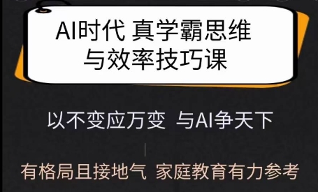 Ai时代真学霸思维与学习方法课，有格局且接地气，家庭教育有力参考-87创业网