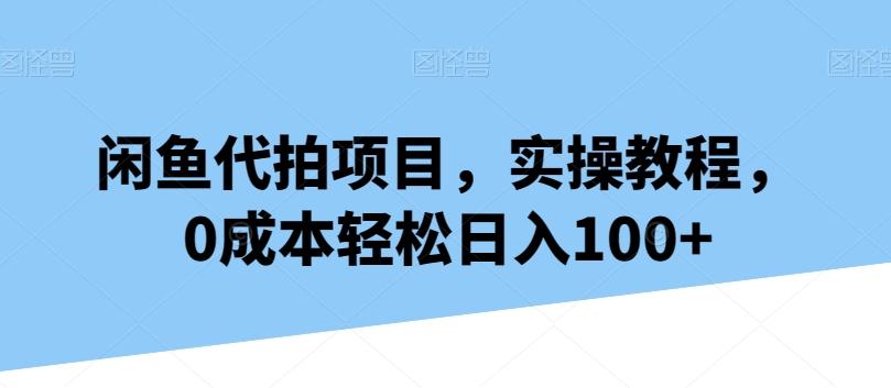 闲鱼代拍项目，实操教程，0成本轻松日入100+-87创业网