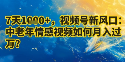 7天收益1k+，视频号新风口：中老年情感视频如何月入过W?-87创业网