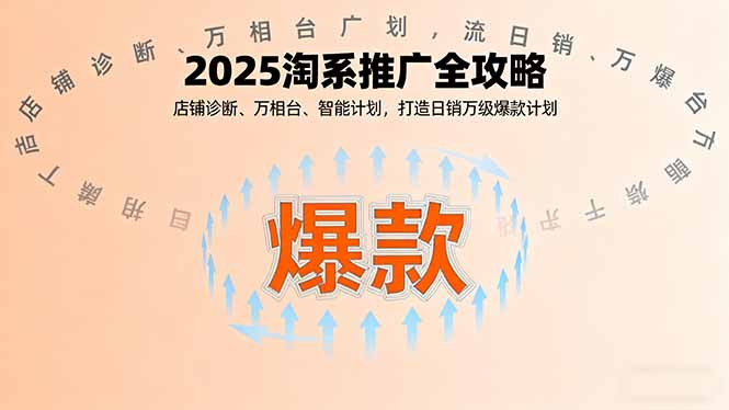 2025淘系推广全攻略，店铺诊断、万相台、智能计划，打造日销万级爆款计划-87创业网