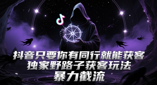 抖音只要你有同行就能获客，独家野路子获客玩法，暴力截流【揭秘】-87创业网