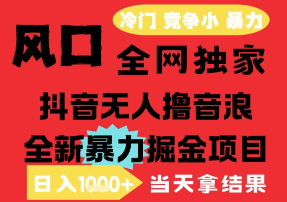 25年6月高爆抖音无人直播最新撸音浪掘金项目，解放双手小白可做，无脑日入1k+，门槛低【揭秘】-87创业网