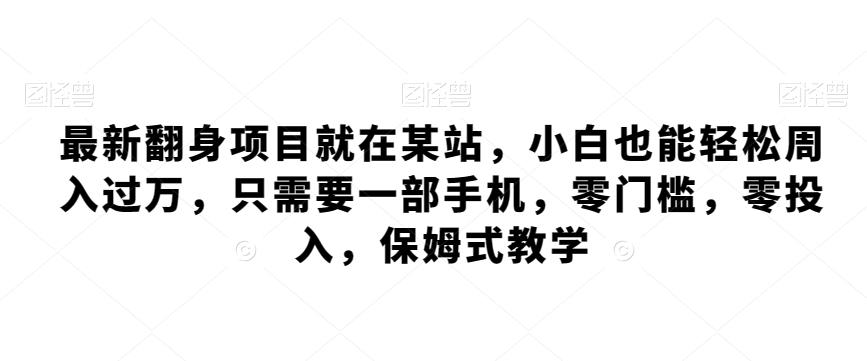 最新翻身项目就在某站，小白也能轻松周入过万，只需要一部手机，零门槛，零投入，保姆式教学-87创业网