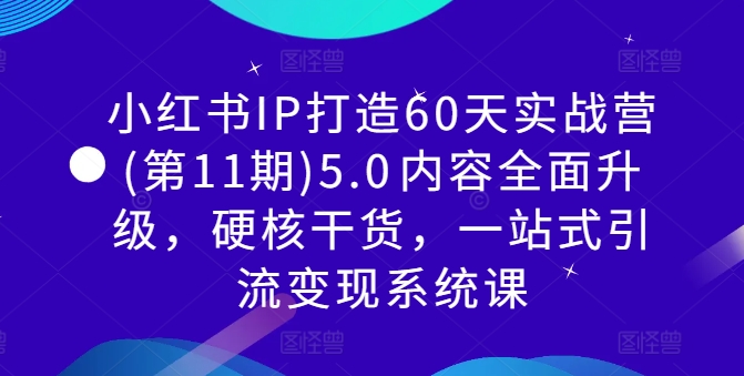 小红书IP打造60天实战营(第11期)5.0​内容全面升级，硬核干货，一站式引流变现系统课-87创业网