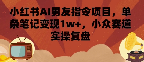 小红书AI男友指令项目，单条笔记变现1w+，小众赛道实操复盘-87创业网