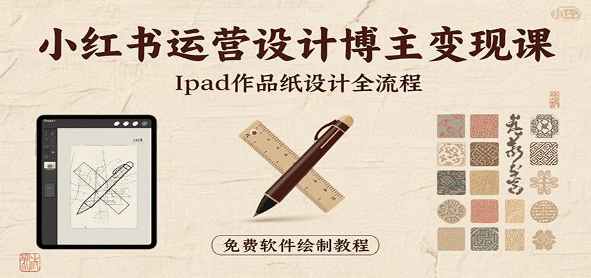 小红书运营设计博主变现课：iPad 上手作品纸设计，含全流程及细节技巧，避坑少绕路-87创业网