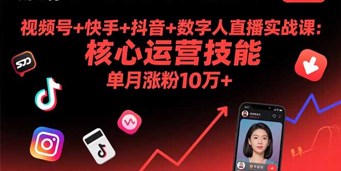 视频号+快手+抖音+数字人直播实战课(9月-87创业网