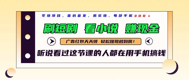最新短剧平台，刷短剧，看小说，赚现金，一部手机日入300+-87创业网