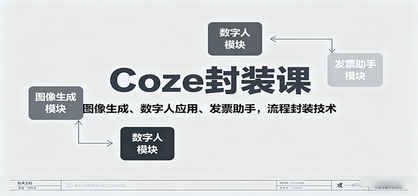 Coze封装课，图像生成、数字人应用、发票助手，流程封装技术-87创业网