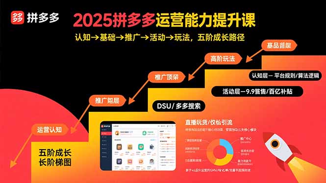 2025拼多多运营能力提升课：认知→基础→推广→活动→玩法，五阶成长路径-87创业网