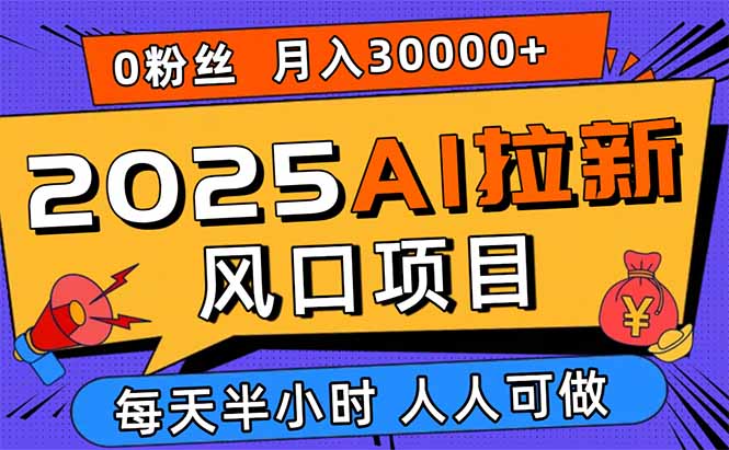 2025AI拉新风口项目，0粉0基础月入30000+新手小白轻松学会-87创业网
