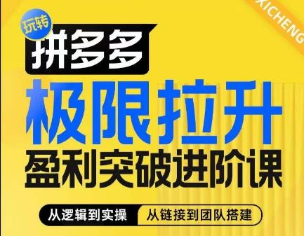 拼多多极限拉升盈利突破进阶课，​从算法到玩法，从玩法到团队搭建，体系化系统性帮助商家实现利润提升-87创业网