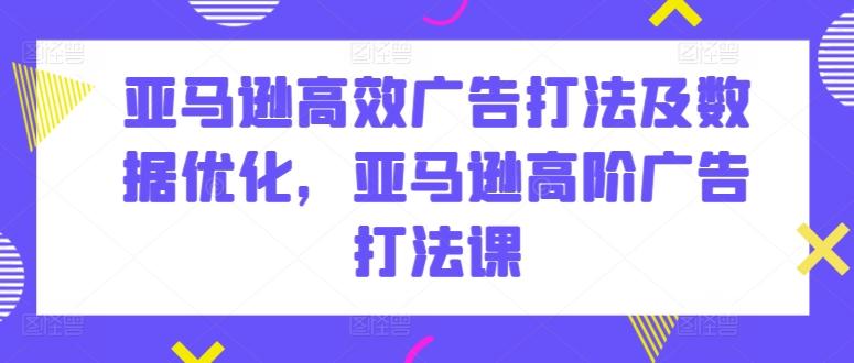 亚马逊高效广告打法及数据优化，亚马逊高阶广告打法课-87创业网