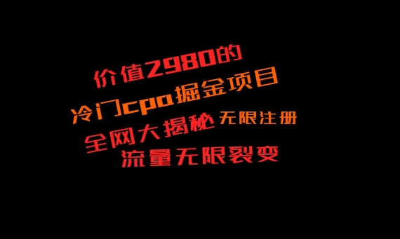 价值2980的CPA掘金项目大揭秘，号称当天收益200+，不见收益包赔双倍-87创业网