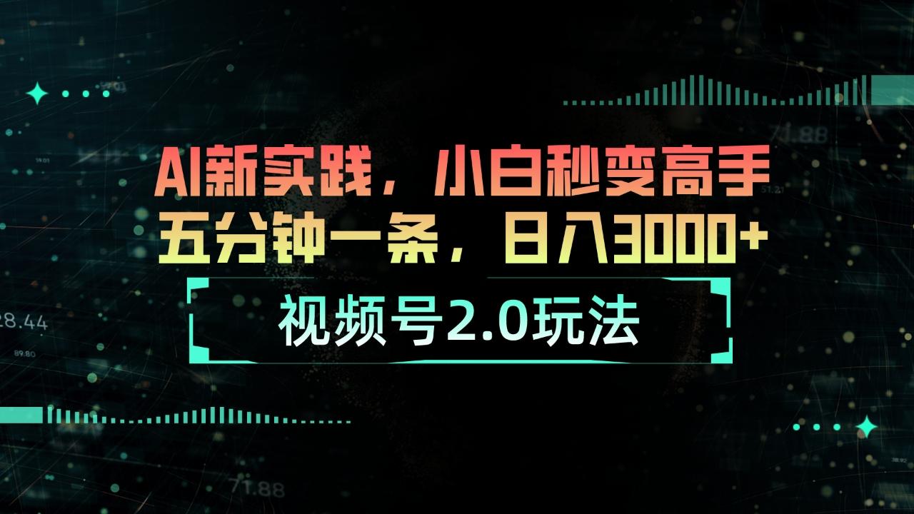 视频号2.0玩法 AI新实践，小白秒变高手五分钟一条，日入3000+-87创业网