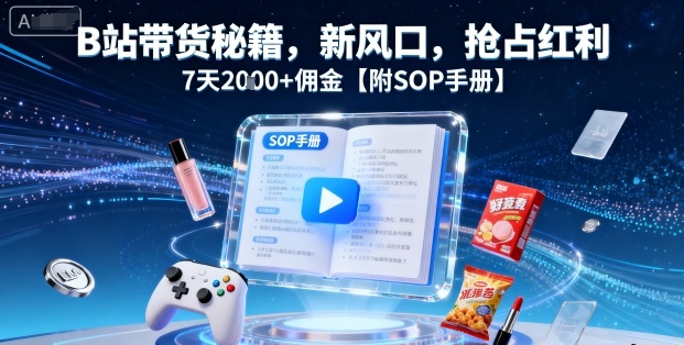B站带货秘籍，新风口，抢占红利，7天2k+佣金【附SOP手册】-87创业网