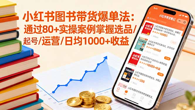 小红书图书带货爆单法：通过80+实操案例掌握选品/起号/运营/日均1000+收益-87创业网