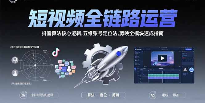 短视频全链路运营：抖音算法核心逻辑,五维账号定位法,剪映全模块速成指南-87创业网