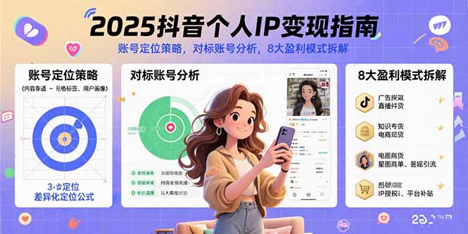 2025抖音个人IP变现指南，账号定位策略，对标账号分析，8大盈利模式拆解-87创业网