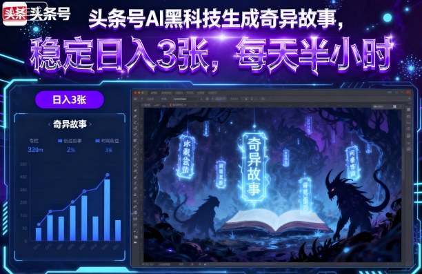 头条号AI黑科技生成奇异故事，稳定日入3张，每天半小时-87创业网