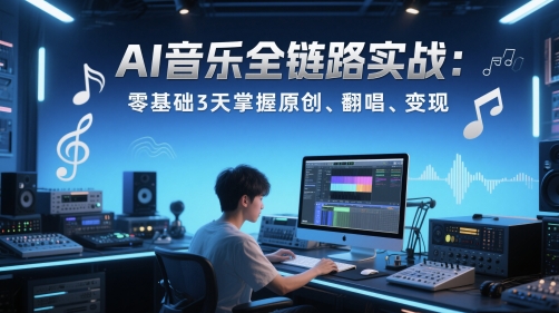AI音乐全链路实战变现课：零基础3天掌握原创、翻唱、变现-87创业网