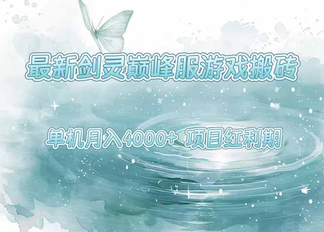最新剑灵巅峰服游戏搬砖，项目红利期，单机稳定4000+操作简单好上手-87创业网