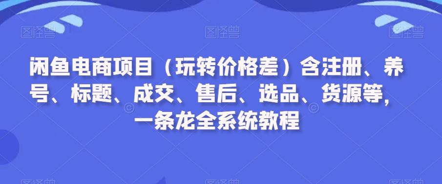 闲鱼电商项目(玩转价格差)含注册、养号、标题、成交、售后、选品、货源等，一条龙全系统教程-87创业网