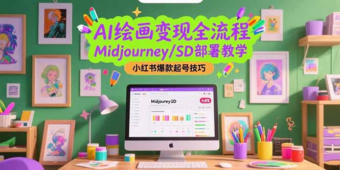 AI绘画变现全流程，Midjourney/SD部署教学，小红书爆款起号技巧-87创业网