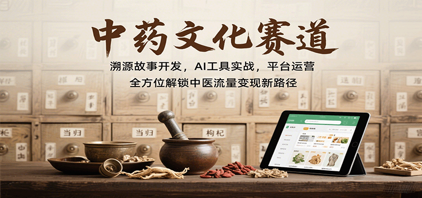 中药文化赛道：溯源故事开发，AI工具实战，平台运营，全方位解锁中医流量变现新路径-87创业网
