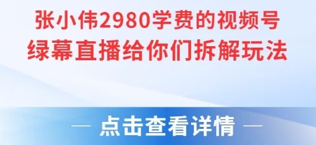 张小伟2980付费额视频号绿幕直播给你们拆解玩法-87创业网