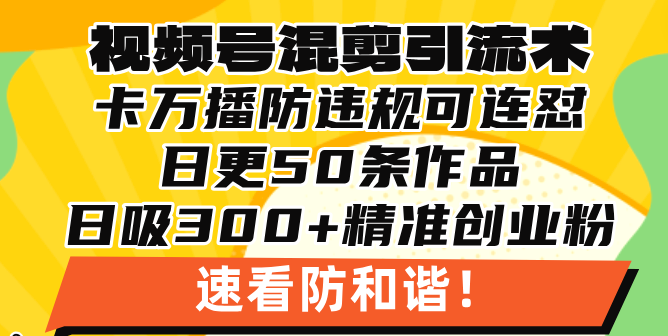 视频号混剪引流技术，500万播放引流17000创业粉，操作简单当天学会-87创业网