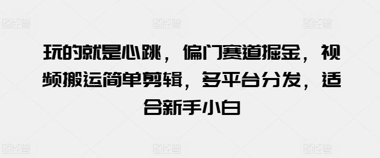 玩的就是心跳，偏门赛道掘金，视频搬运简单剪辑，多平台分发，适合新手小白【揭秘】-87创业网