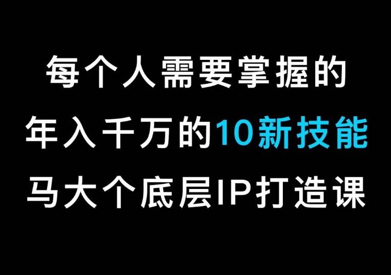 马大个的IP底层逻辑课，​每个人需要掌握的年入千万的10新技能，约会底层IP打造方法！-87创业网